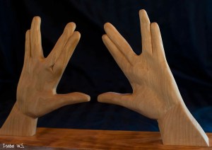 Backside of kohen hands, woodcarving, basswood