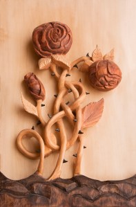 Celtic Rose relief woodcarving
