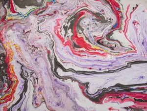 Red and purple and black sumingashi print