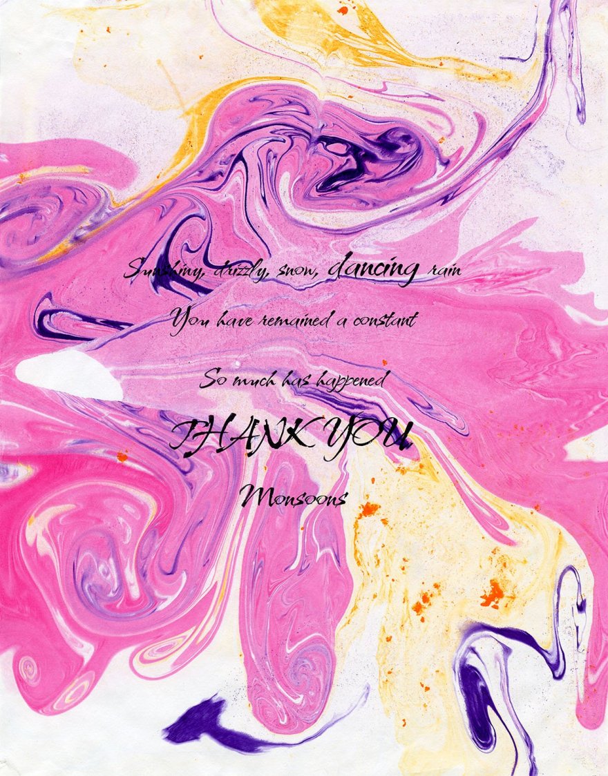 Vibrant pink marbled paper with text